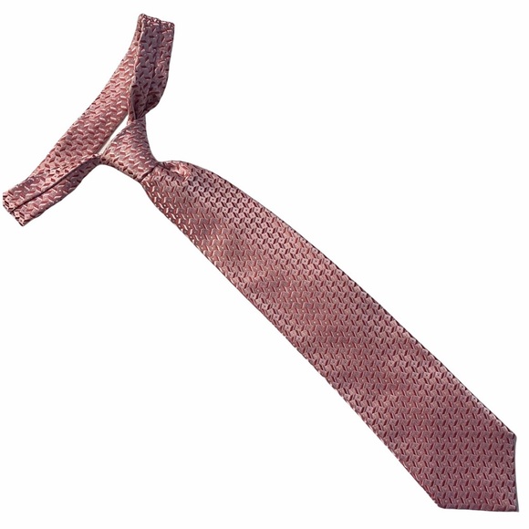 Nicole Miller Geometric Pink Blue Silk Neck Tie Woven Textured Shiny Necktie OS - Picture 1 of 12